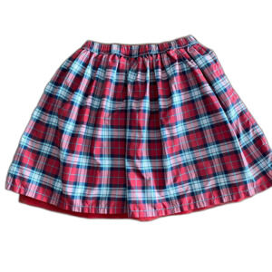 Lands' End Red Plaid Layered Skirt Girls' S (7-8)